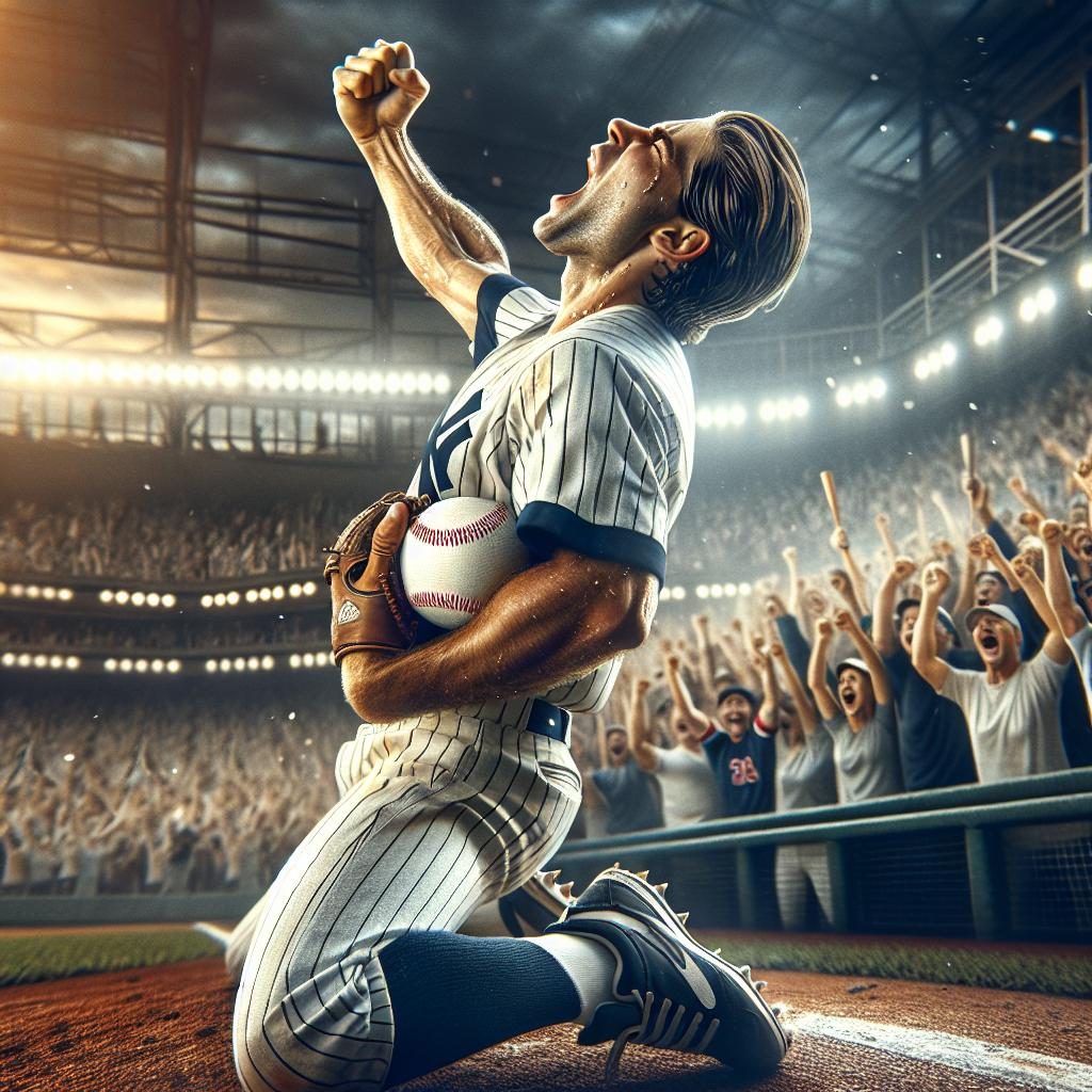 Baseball player celebrating victory