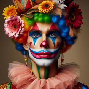 Clown makeup performer portrait.