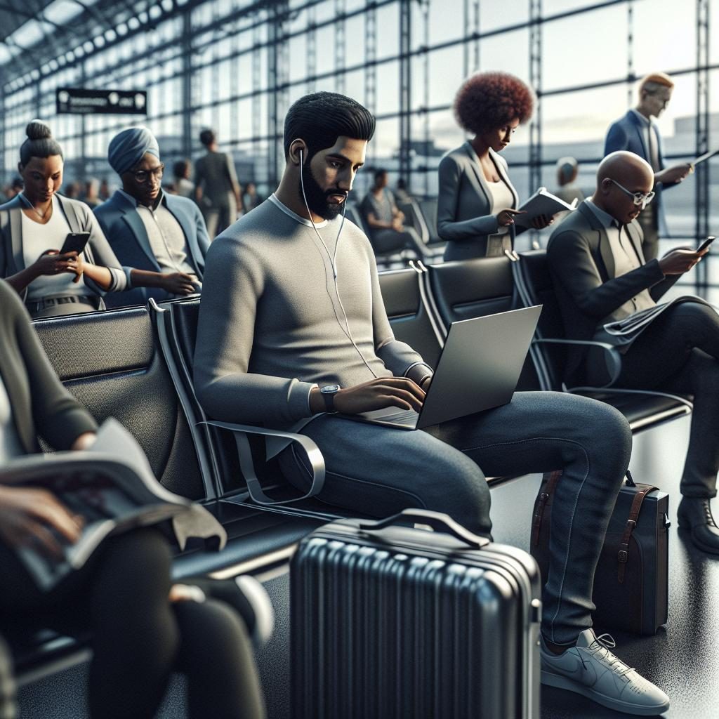 Man in airport departure.