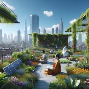 "Urban rooftop garden oasis"