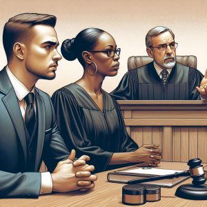 Pastor in court illustration.