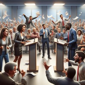 Election debate chaos illustration