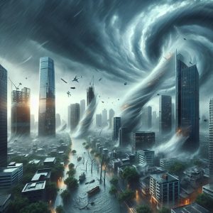 Hurricane impact on city