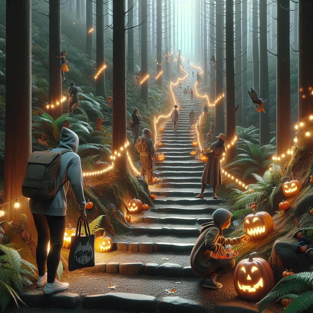 Halloween forest trail lights.