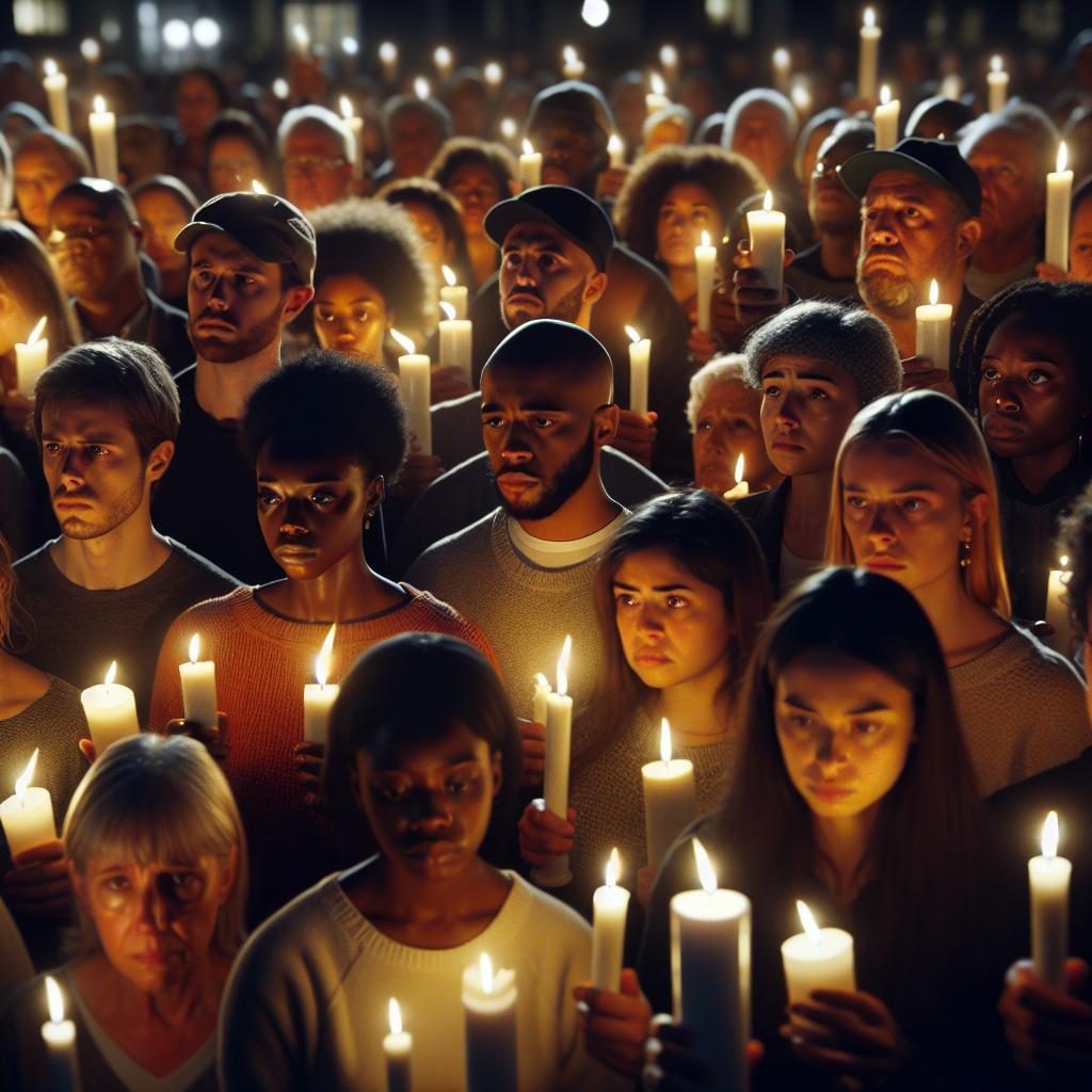 Community mourning vigil candles