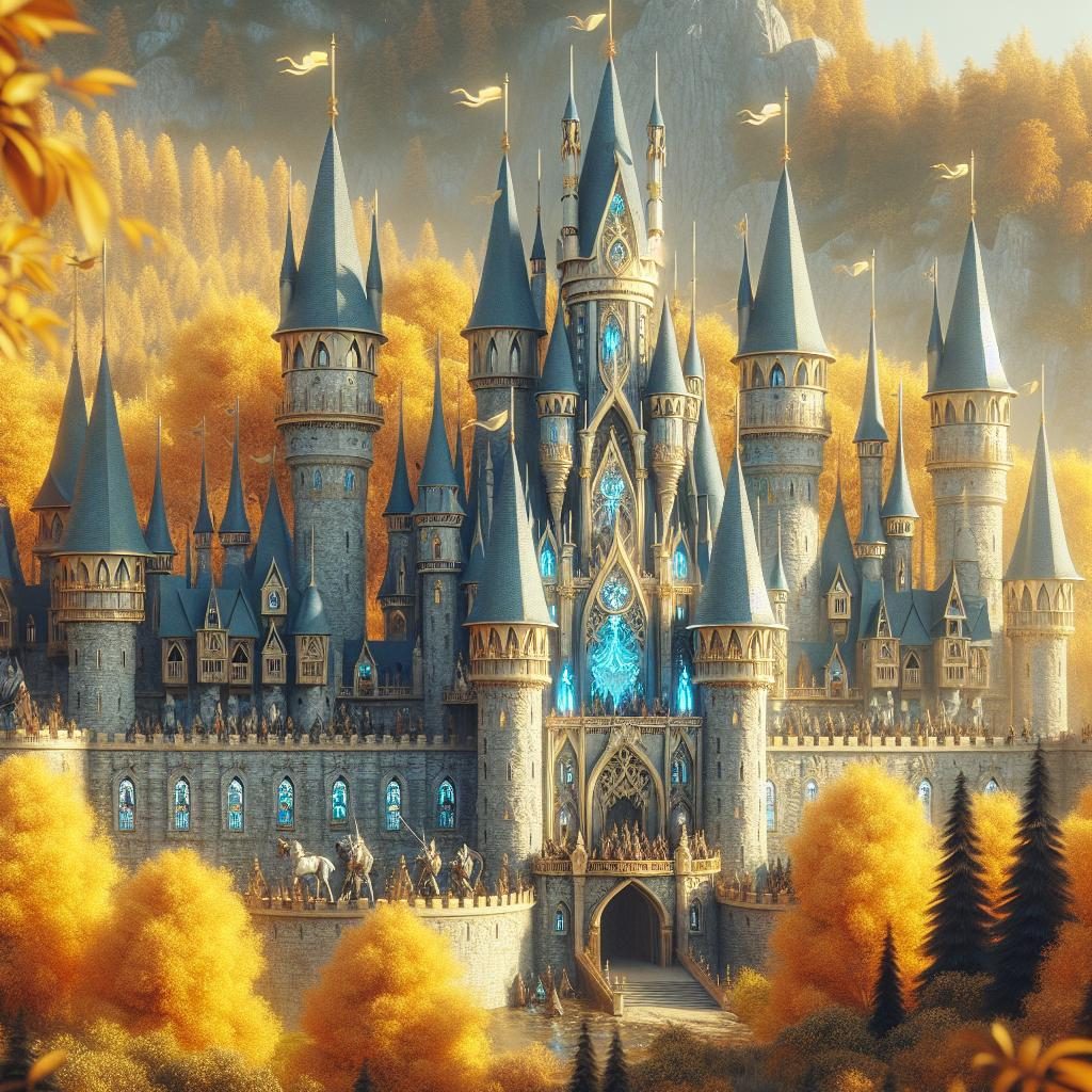 Fairytale castle in autumn.