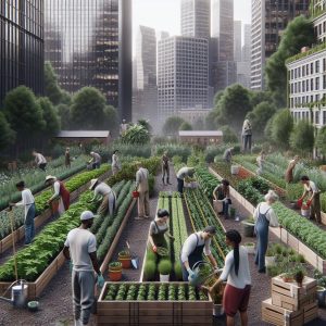 Urban farm thriving downtown.