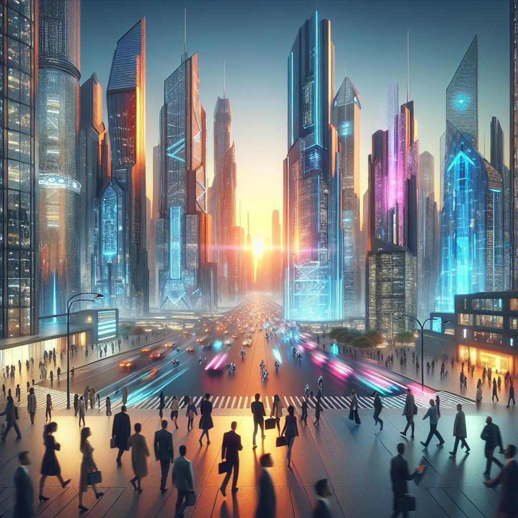 "Futuristic urban cityscape"