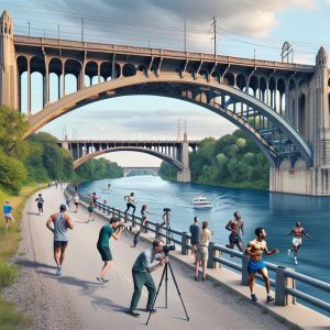 "Grand River bridge panorama"