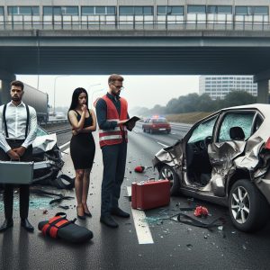 Car crash aftermath scene