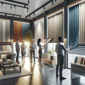 Modern window treatment showroom.