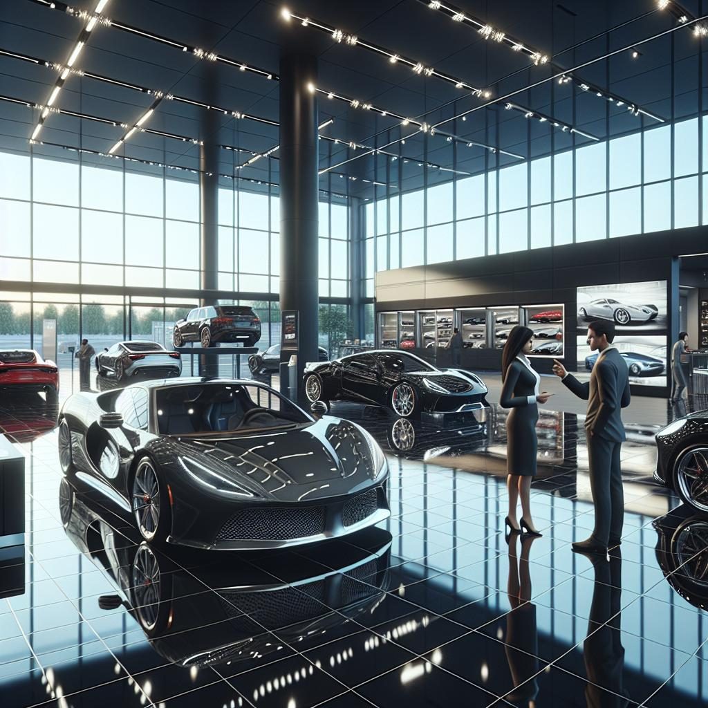 Luxury car showroom interior