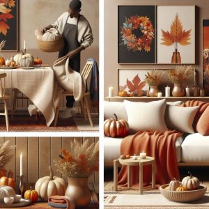 Autumn-themed cozy home décor.