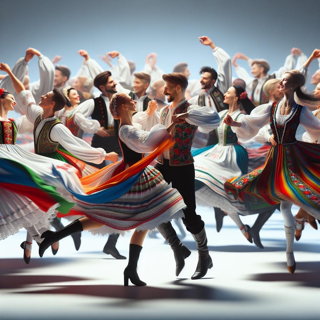 Colorful Polish folk dancers.