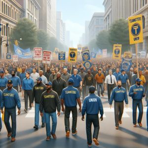 "Teamsters Union protest illustration"