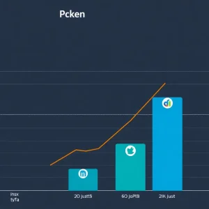 Graph showing digital marketing KPIs with social media icons.