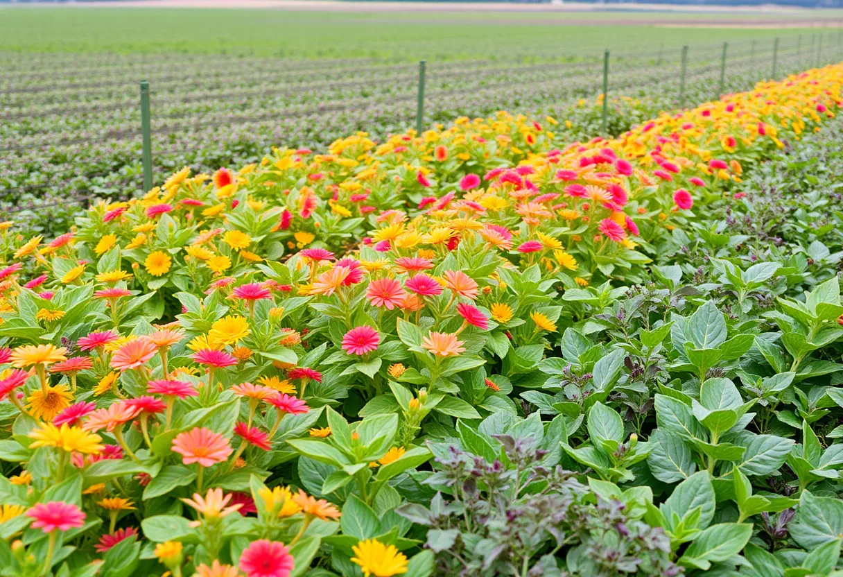 Vibrant specialty crops thriving in a lush agricultural field.