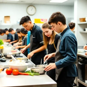 Students engaged in hands-on culinary training