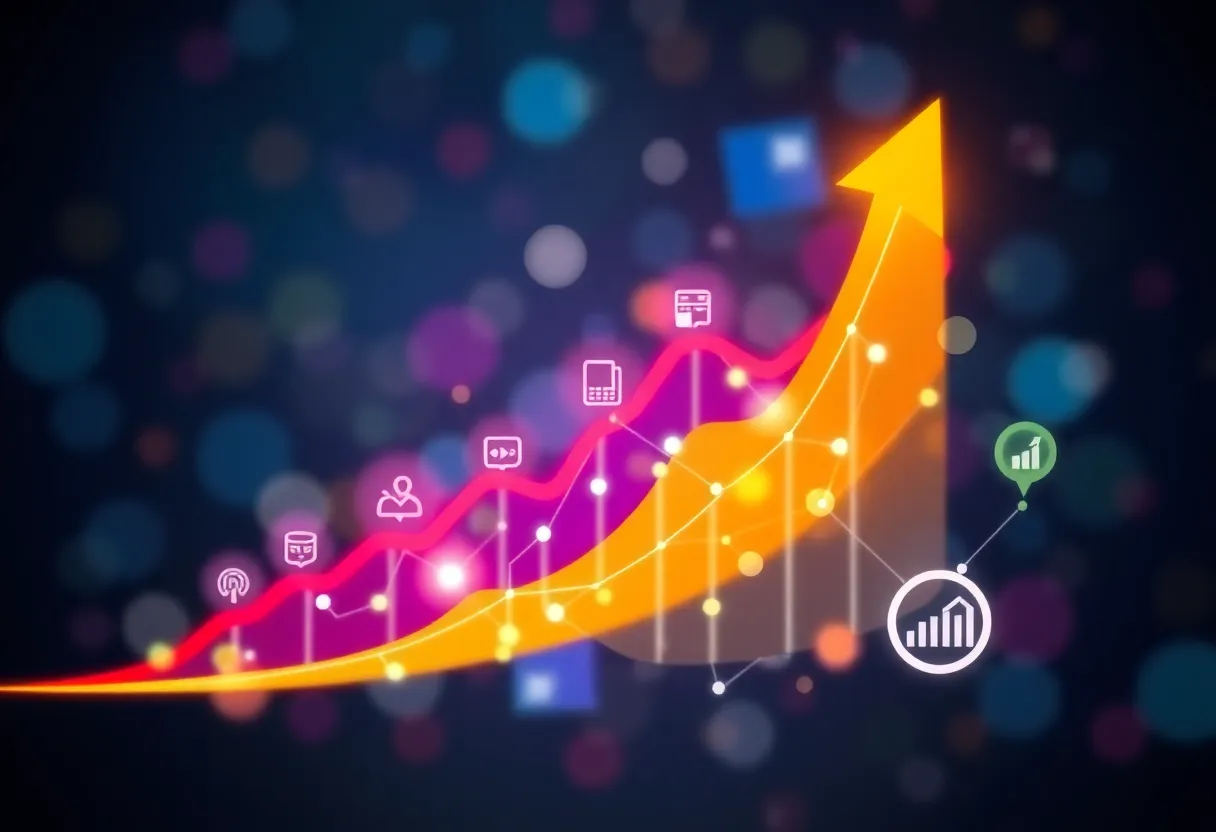 Abstract representation of digital marketing growth and relationships.