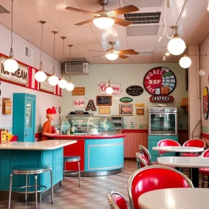 Interior view of Guernsey Farms Dairy looking nostalgic and family-friendly