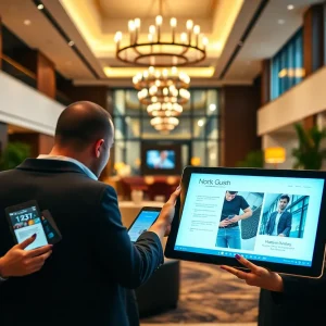 Modern hotel tourism marketing with digital technology