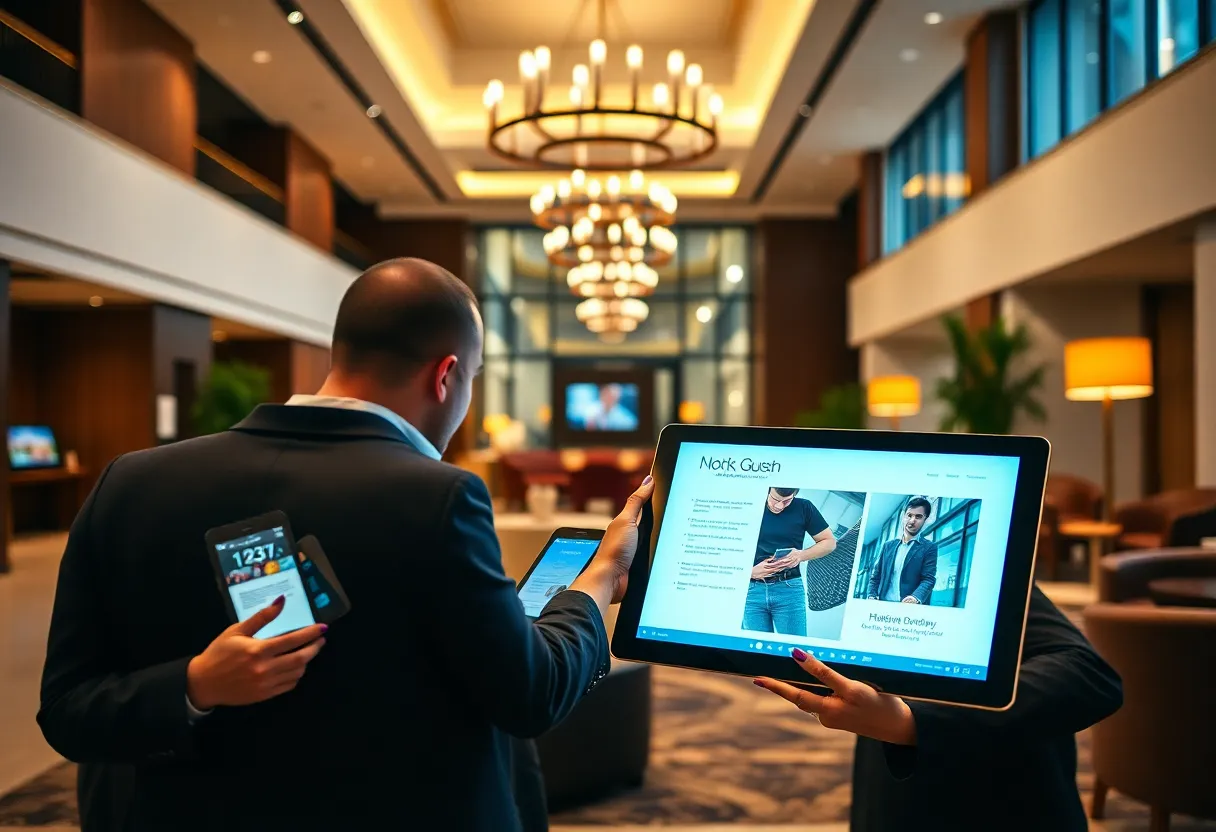 Modern hotel tourism marketing with digital technology