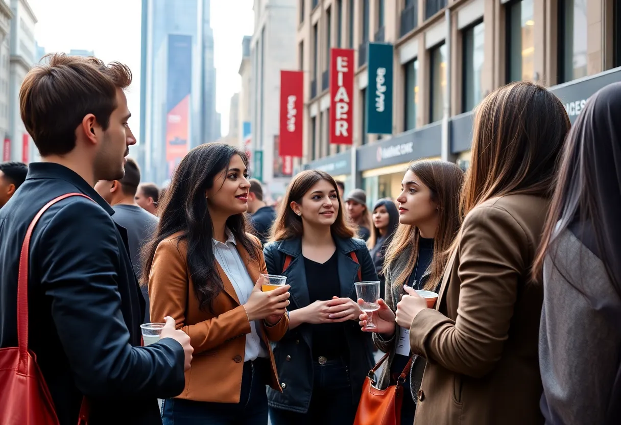 Job seekers at a marketing recruitment event