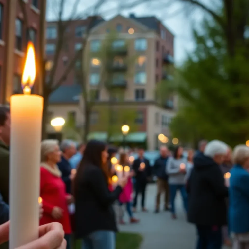 Northville community members gathering for a vigil in memory of Declan Carter.