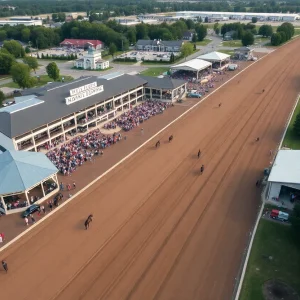 Northville Downs horse racing track with spectators