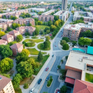 Aerial view of Northville Downs redevelopment site