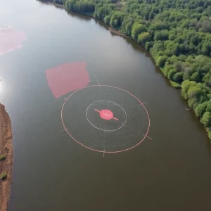 Containment boom deployed in Rouge River after an oil spill in Northville.