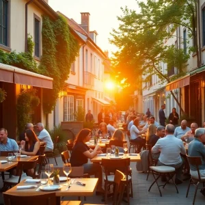 People enjoying outdoor dining in Northville