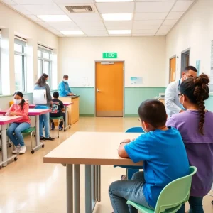 Northville school health clinic with students receiving care