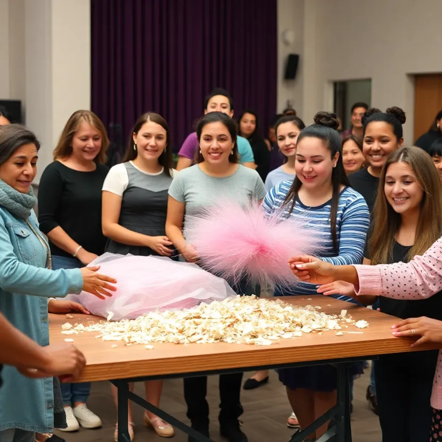 Community members creating props for the Plymouth Canton Ballet performance.