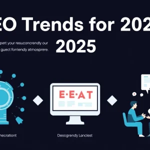 Illustration of SEO trends for 2025 with AI tools and user engagement