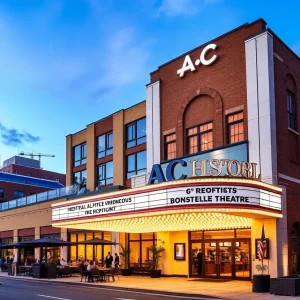 The lobby of AC Hotel Detroit located in the historic Bonstelle Theater