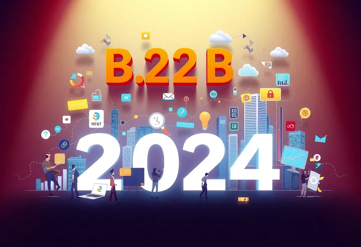 A vibrant illustration symbolizing the rise of B2B SaaS marketing in 2024