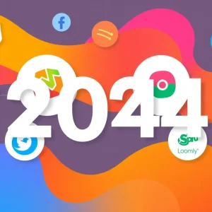 Illustration of various digital marketing tools for 2024