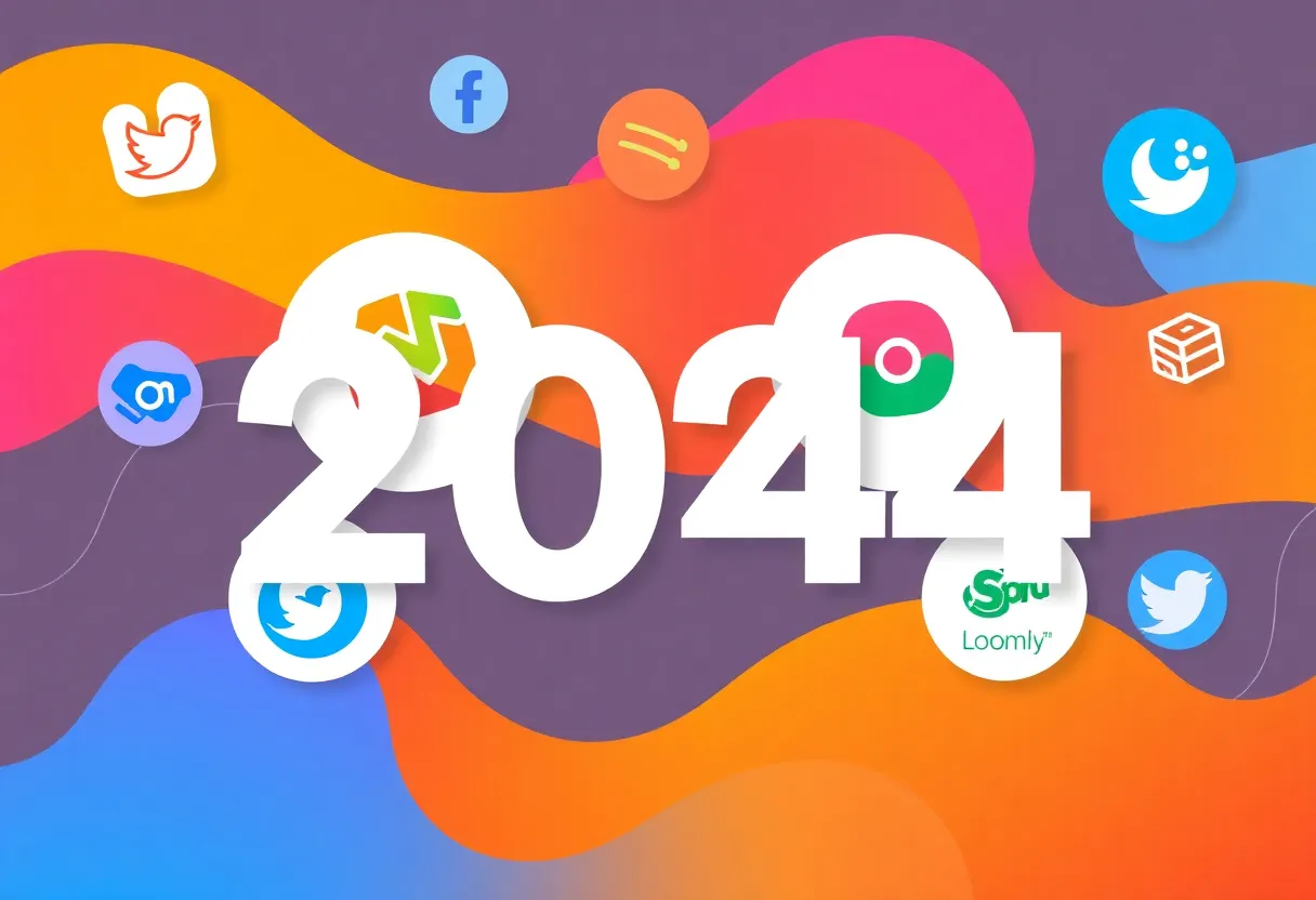 Illustration of various digital marketing tools for 2024