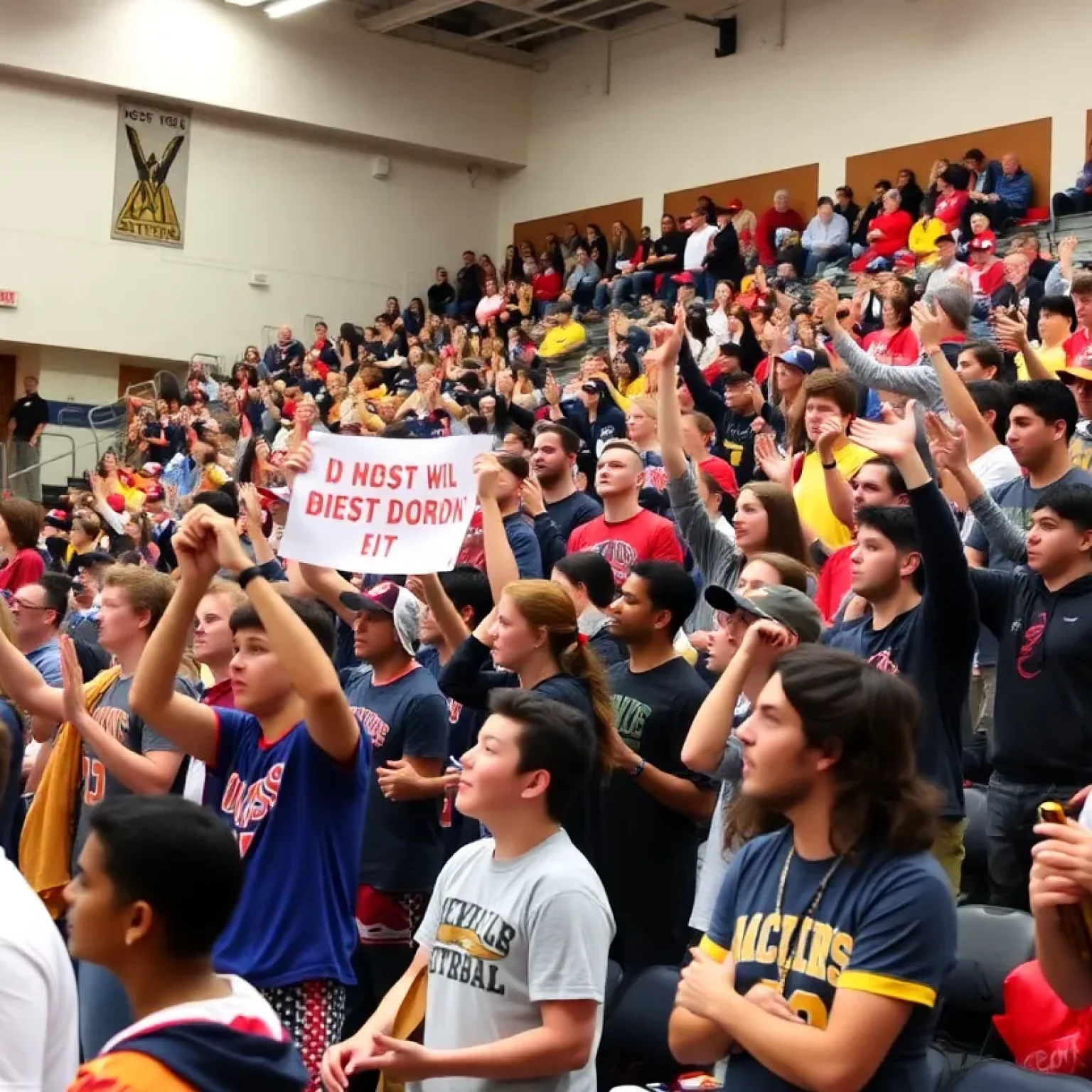 Crowd cheering at Brighton Bulldogs basketball game