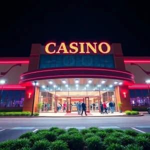 Exterior view of Crystal Shores Casino in Benzonia, Michigan