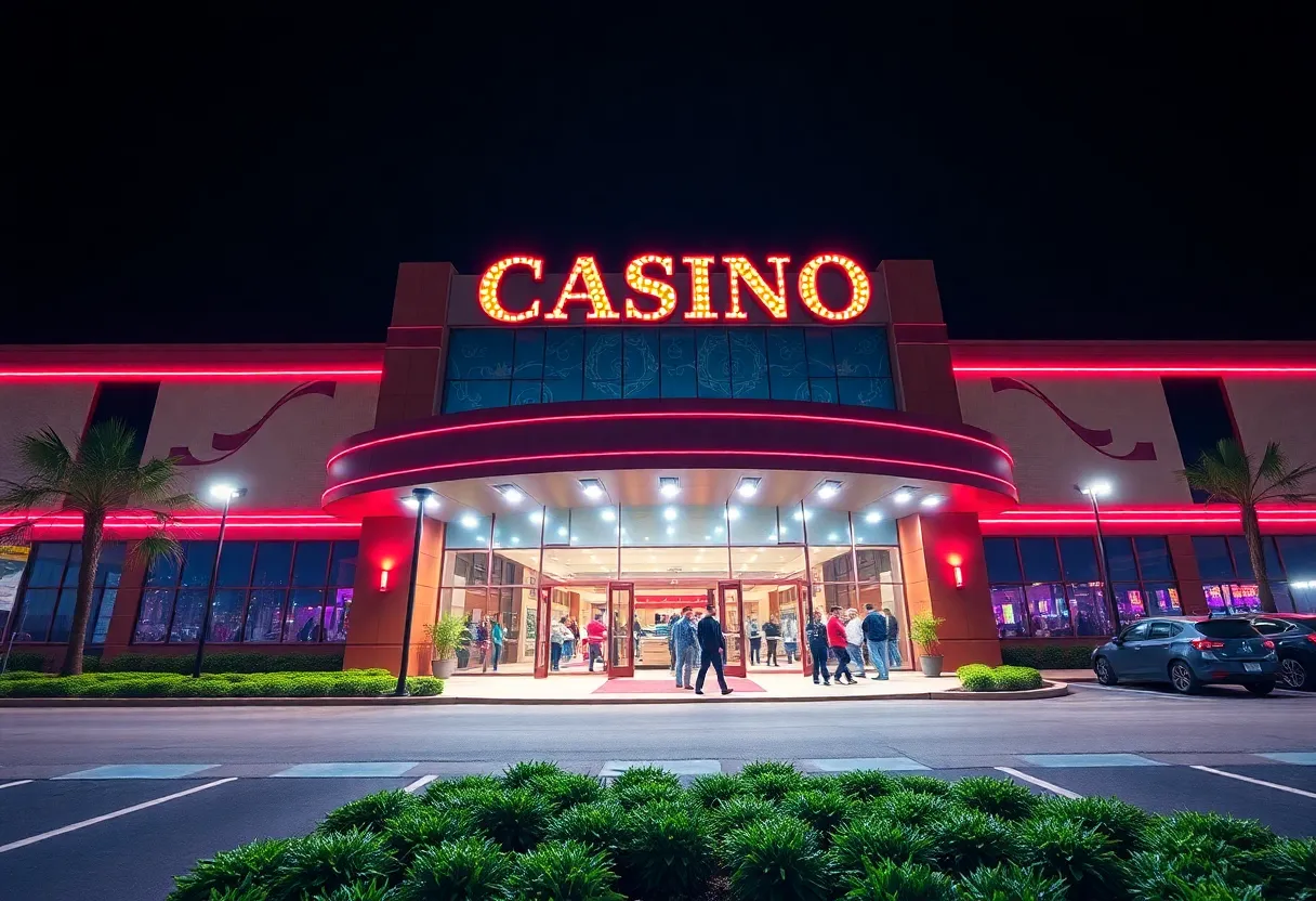 Exterior view of Crystal Shores Casino in Benzonia, Michigan