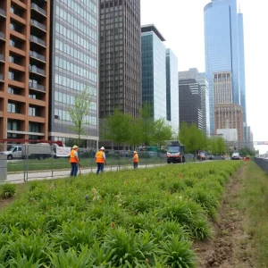 Construction site for the Joe Louis Greenway in Detroit