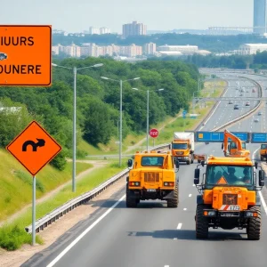 Reconstruction work on Eastbound I-696