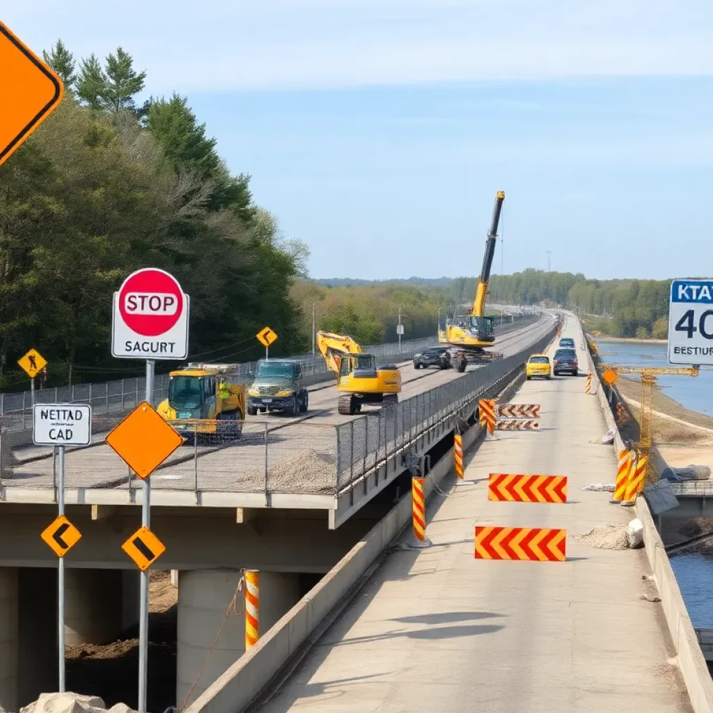 Construction of a bridge in Livonia over the Middle Rouge River