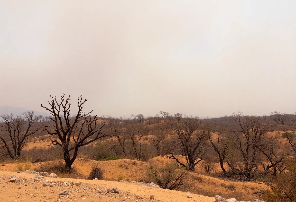 Burnt landscape in Los Angeles due to wildfires