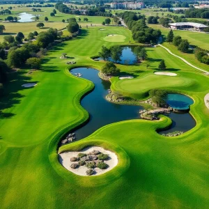 Aerial view of the renovated golf course at Meadowbrook Country Club