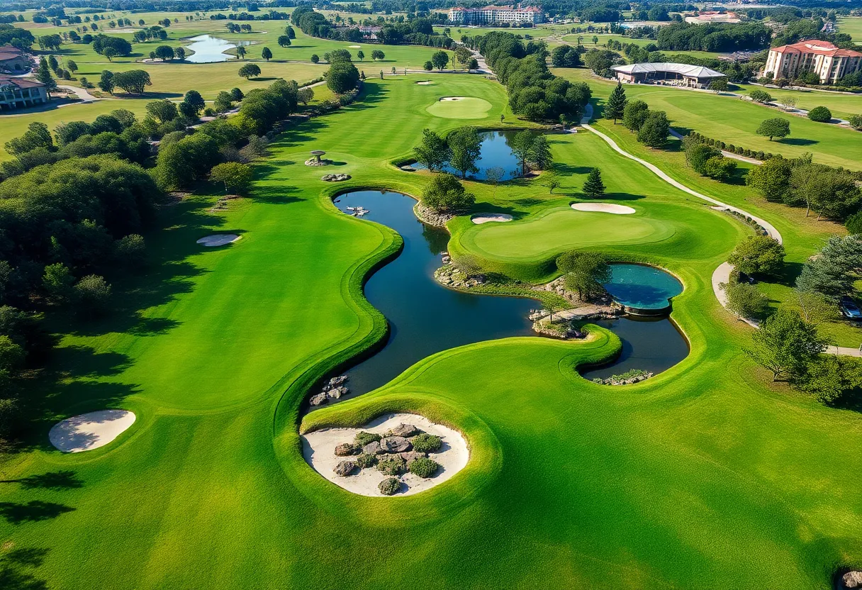 Aerial view of the renovated golf course at Meadowbrook Country Club