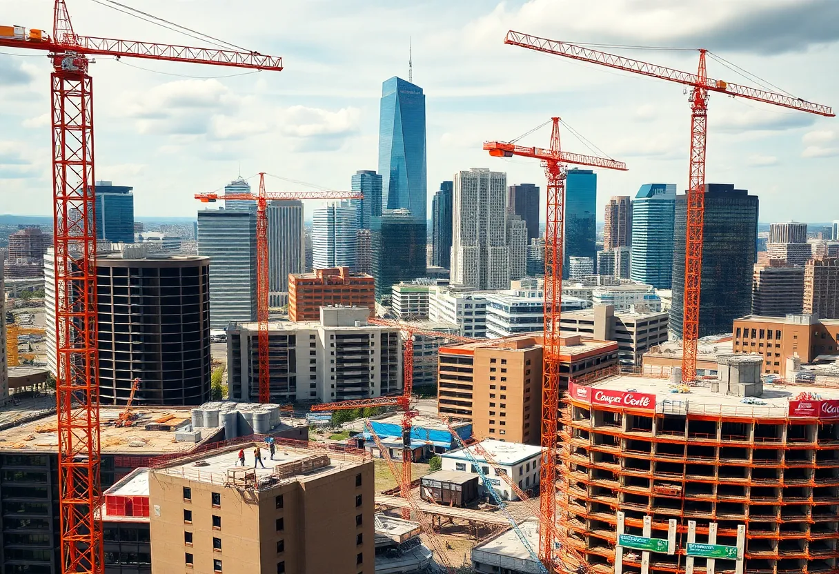 Construction sites in Metro Detroit including a bridge and park.