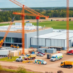 Construction site for an electric vehicle battery plant in Michigan